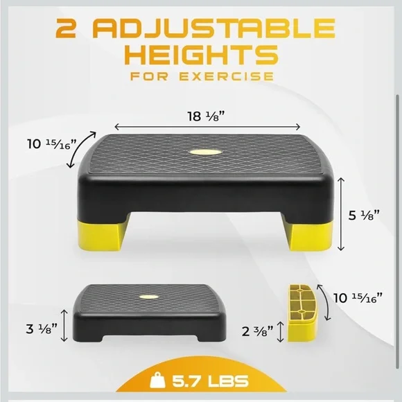 Aerobic Exercise Step Platform with 2 Risers, Adjustable Height Workout Stepper - Picture 3 of 8